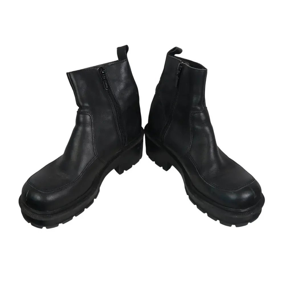 Vintage 90s Esprit Black Leather Chunky Platform Boots 7.5